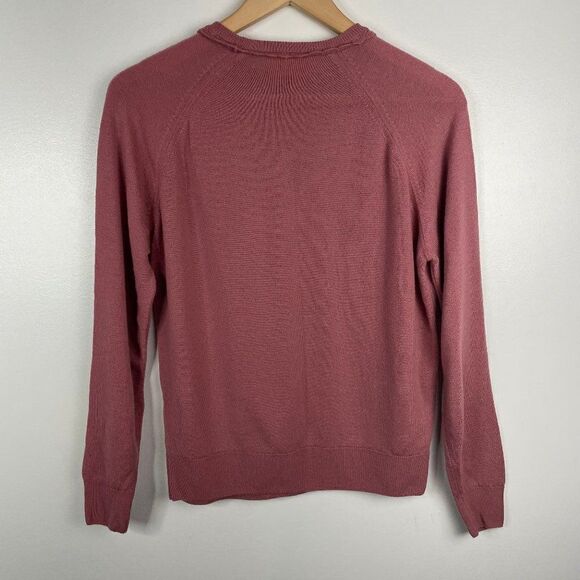 Vintage Pure New Lambswool Wool Sweater Long Sleeve Scalloped Neck Trim M/L - Picture 5 of 5